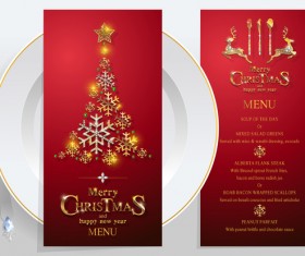 Christmas with new year red menu template vector 01
