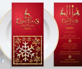 Christmas with new year red menu template vector 03