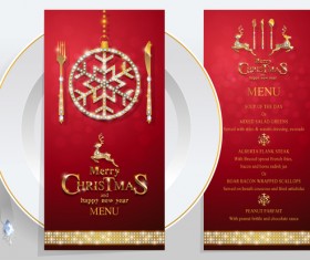 Christmas with new year red menu template vector 04