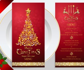 Christmas with new year red menu template vector 05
