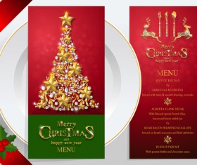 Christmas with new year red menu template vector 06