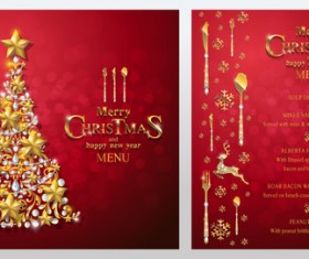 Christmas with new year red menu template vector 07