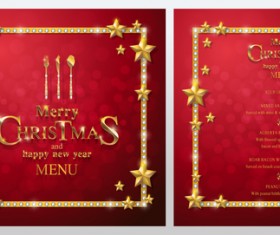 Christmas with new year red menu template vector 08