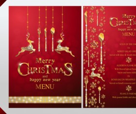 Christmas with new year red menu template vector 09