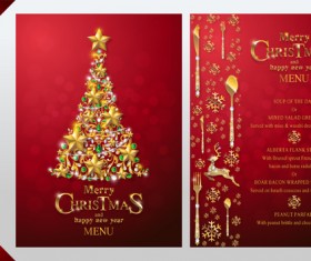 Christmas with new year red menu template vector 11