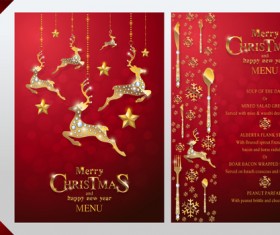Christmas with new year red menu template vector 12
