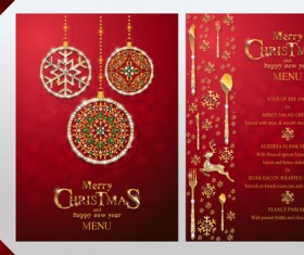 Christmas with new year red menu template vector 13