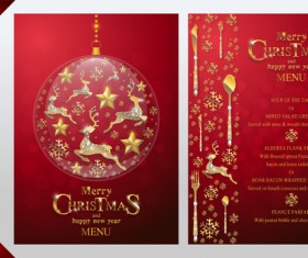 Christmas with new year red menu template vector 14