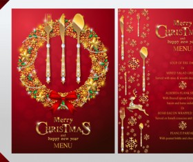Christmas with new year red menu template vector 15