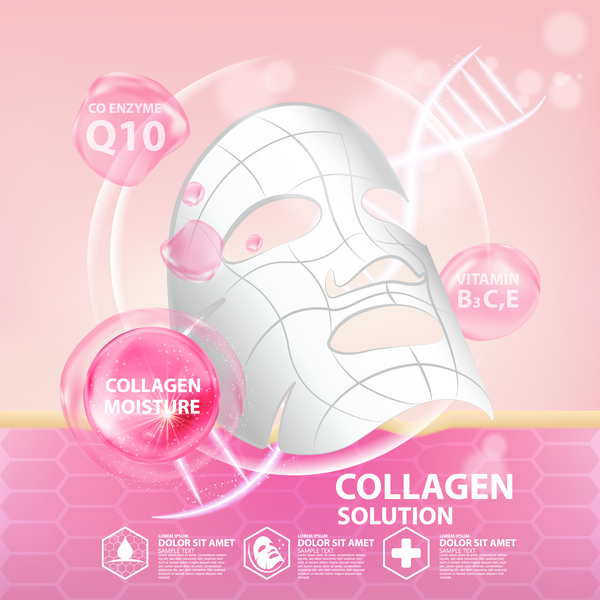 Collagen moisture masque advertising poster template vector 03