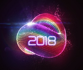 Colored abstract 2018 new year background vector