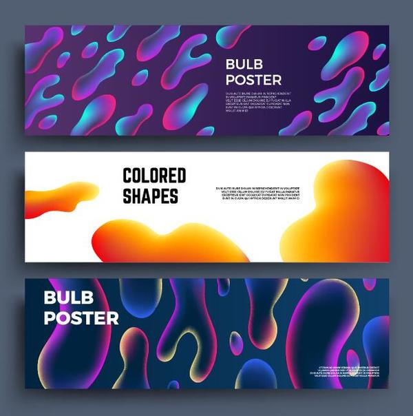 Colored shapes banners vector
