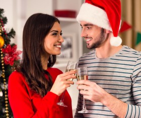 Couple celebrate Christmas Stock Photo