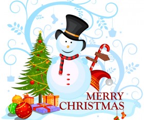 Cute cartoon christmas card vector template 01