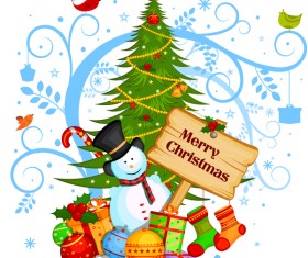 Cute cartoon christmas card vector template 03