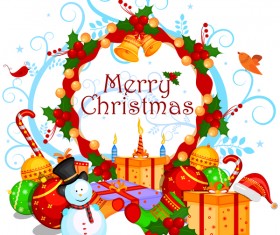 Cute cartoon christmas card vector template 04