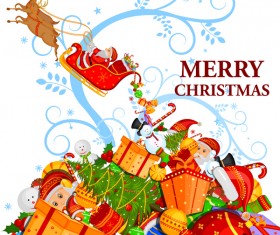 Cute cartoon christmas card vector template 05