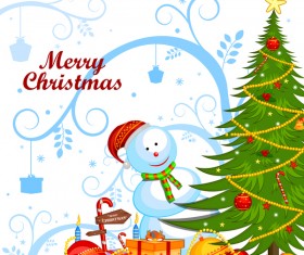 Cute cartoon christmas card vector template 06