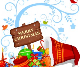 Cute cartoon christmas card vector template 07