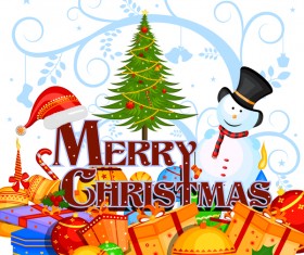 Cute cartoon christmas card vector template 08