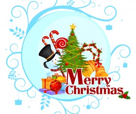 Cute cartoon christmas card vector template 12