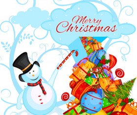 Cute cartoon christmas card vector template 13