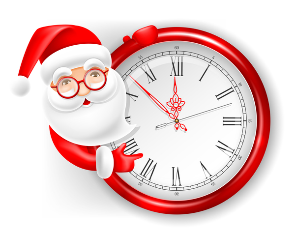 Cute santa with clock vector illustration 02
