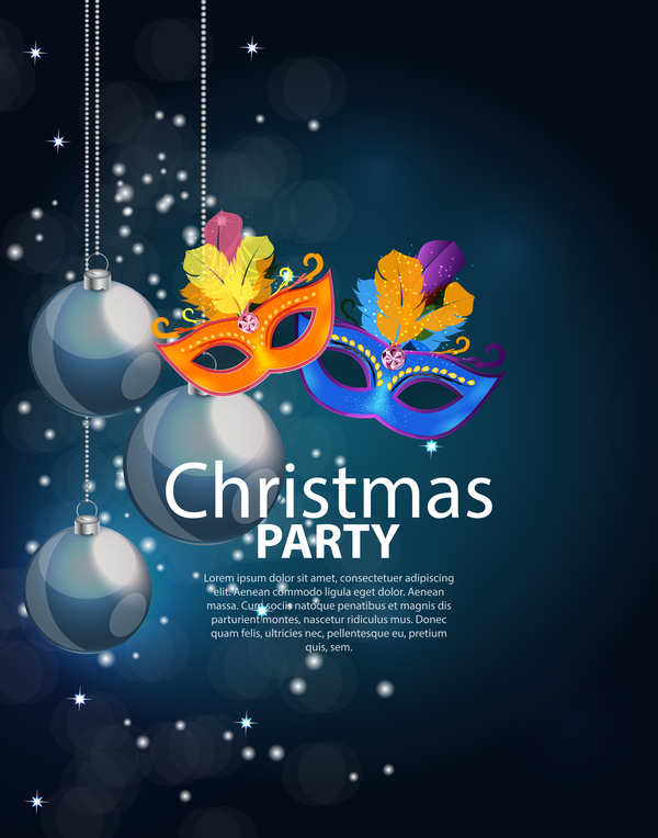 Dark color christmas party poster template vector