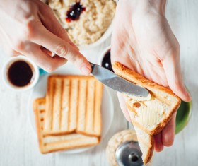 Daub butter and bread Stock Photo 03