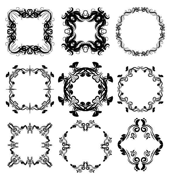 Decor floral frames vector set