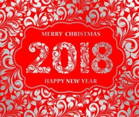 Decor pattern with 2018 new year design vector