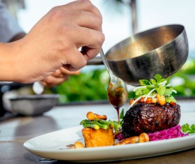 Delicious dishes and sauces Stock Photo 01