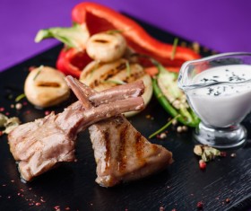Delicious dishes and sauces Stock Photo 04