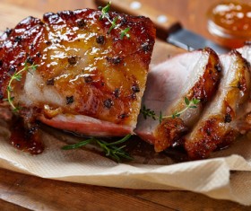 Delicious honey pork meat Stock Photo