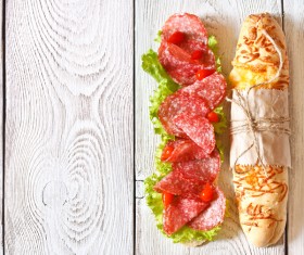 Delicious sausage sandwich Stock Photo 01