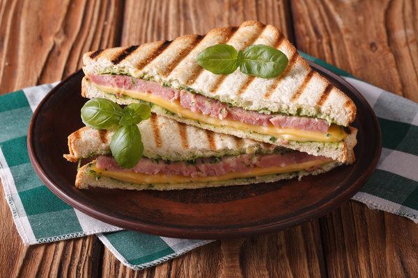 Delicious sausage sandwich Stock Photo 04