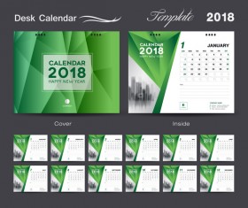 Desk Calendar 2018 green template vector material 04