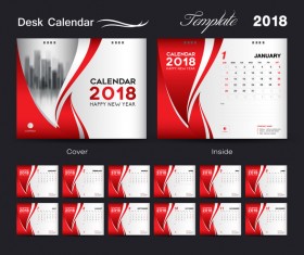 Desk Calendar 2018 template red cover design vector 03