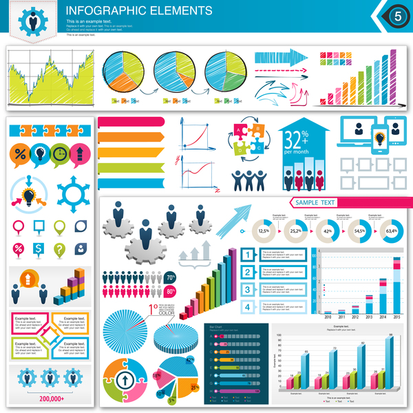 Detailed infographic elements template vector 05