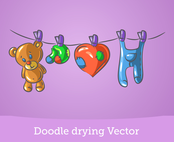 Doodle drying vector material
