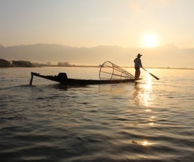 Early morning fisherman Stock Photo