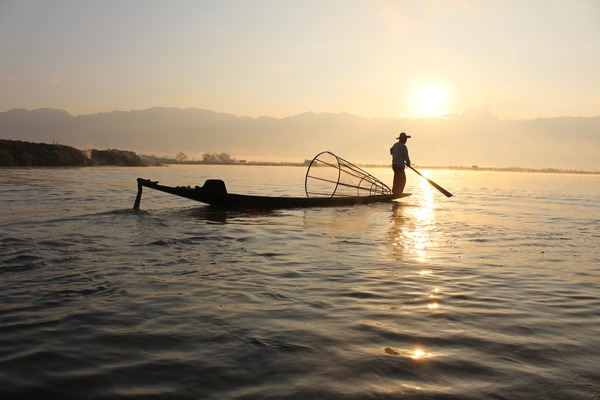 Early morning fisherman Stock Photo
