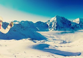 Family enjoying winter skiing fun Stock Photo 08