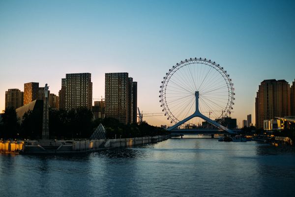 Ferris wheel across the river bank Stock Photo