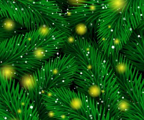 Fir branches seamless pattern with stars light vector