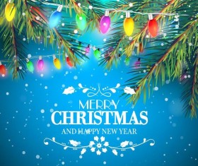 Fir tree with light bulb christmas background vector