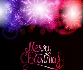 Firework christmas black background vector