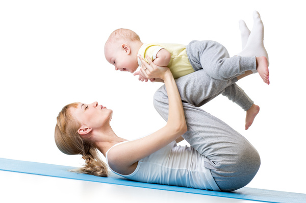 Fitness sport mother and child Stock Photo