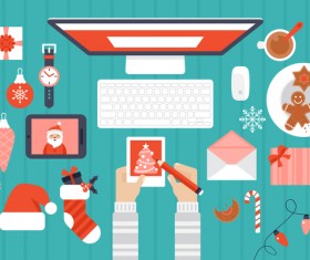 Flat styles christmas with new year design elements vector 03