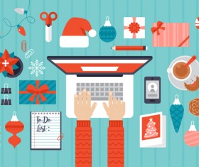 Flat styles christmas with new year design elements vector 04